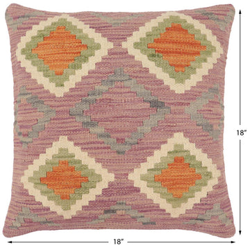 handmade Traditional Pillow Purple Rust Hand-Woven SQUARE 100% WOOL Hand woven turkish pillow2' x 2'
